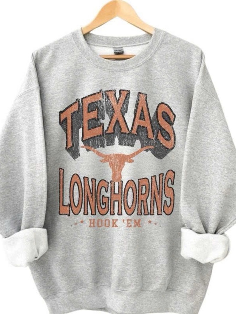Texas Longhorns Gray Sweatshirt with Orange Print